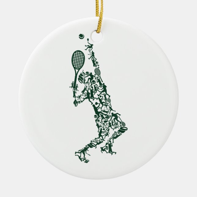 Tennis T Shirt - Spielerposition Balls Racket in Keramik Ornament (Vorne)