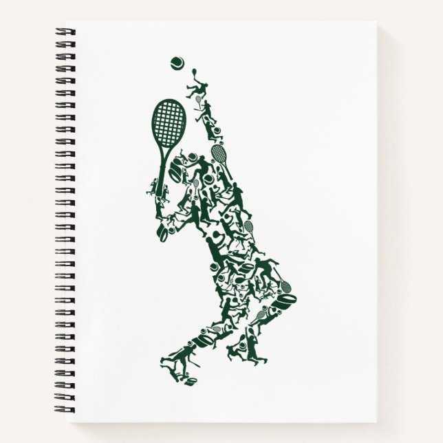 Tennis T Shirt - Spielerposition Balls Racket in Notizbuch (Vorderseite)