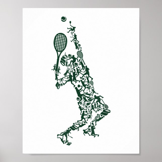 Tennis T Shirt - Spielerposition Balls Racket in Poster (Vorne)