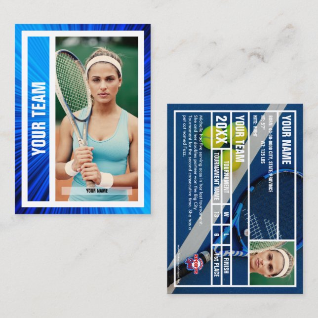 Tennis Team Trading Card - Blue Rays Telefonnummerkarte (Vorne/Hinten)