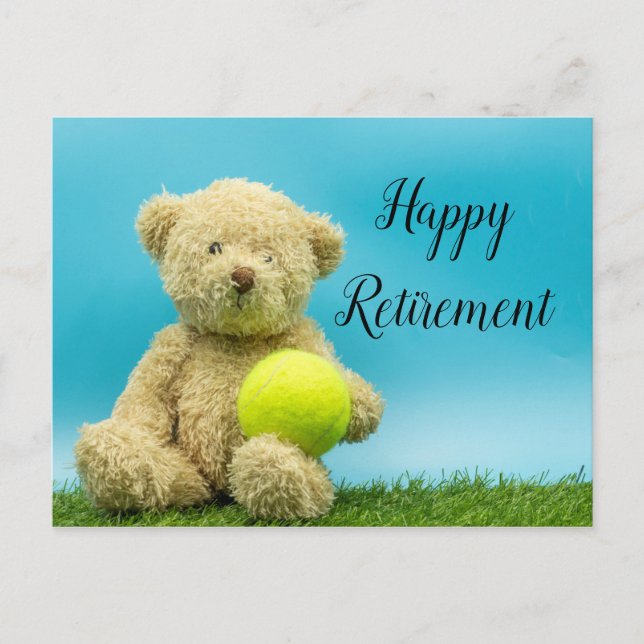 Tennis Teddy Bär hält Ballausscheidungskarte Postkarte (Vorderseite)