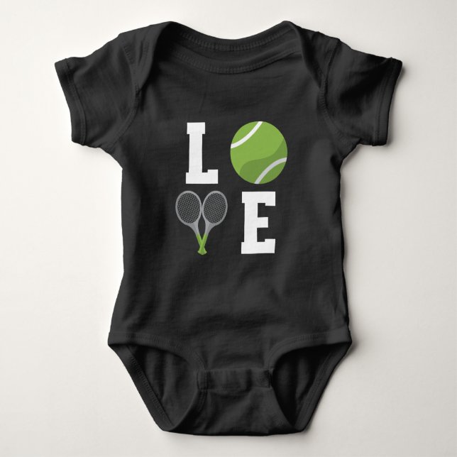 Tennis-Tennis-Ball und Rackets Baby Strampler (Vorderseite)