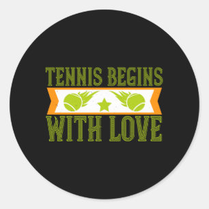 Tennis - Tennis beginnt mit Liebe Runder Aufkleber