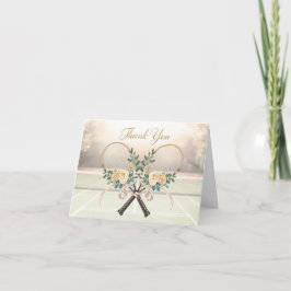 Tennis  thank you card with flowers for wedding dankeskarte
