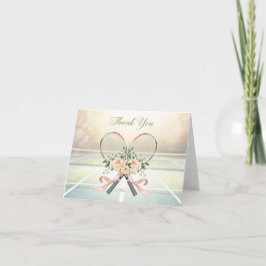 Tennis  thank you card with flowers for wedding dankeskarte