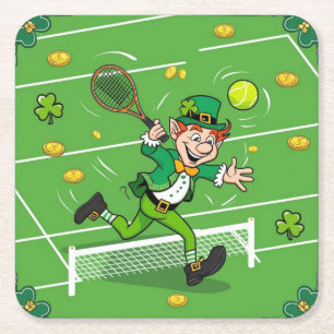 Tennis-Thema für St. Patrick's Day Rechteckiger Pappuntersetzer