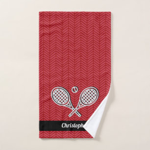 Tennis Thema Mit Monogramm Red Name Tennis Ball  Handtuch