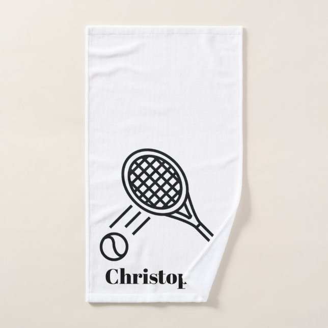 Tennis Thema Sport Mit Monogramm Name Handtuch (Handtuch)