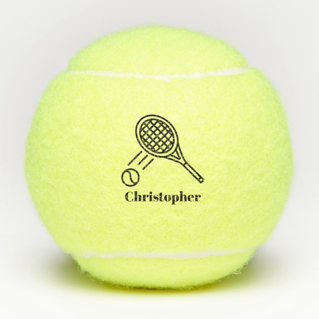 Tennis Thema Sport Mit Monogramm Name Tennis Balls Tennisbälle (Vorderseite)