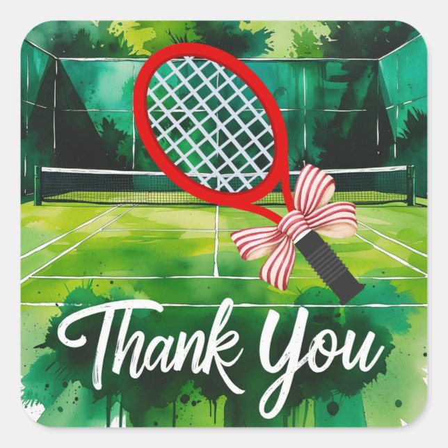 Tennis thematisiert danke für Weihnachtsgeschenk Quadratischer Aufkleber (Vorderseite)