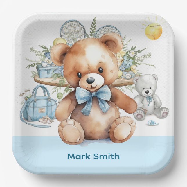 Tennis thematisiert Kinderdusche für Baby Boy Part Pappteller (Vorderseite)