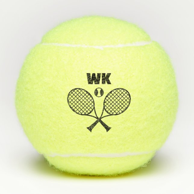 Tennis Theme Custom Monogram Tennisbälle (Vorderseite)