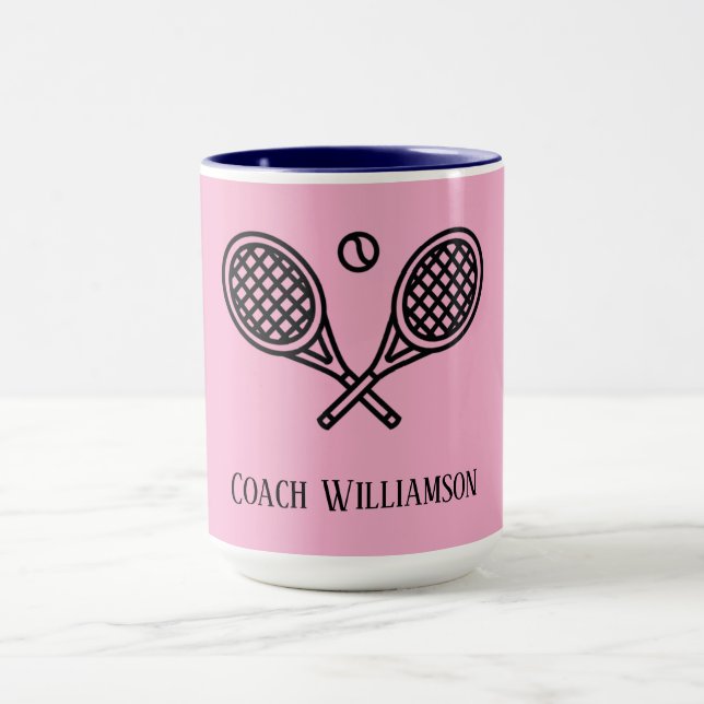 Tennis Theme Mit Monogramm Name Coach Tasse (Zentrum)