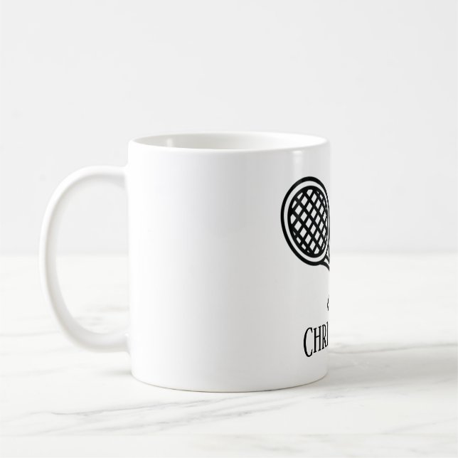 Tennis Theme Mit Monogramm Name Kaffeetasse (Links)