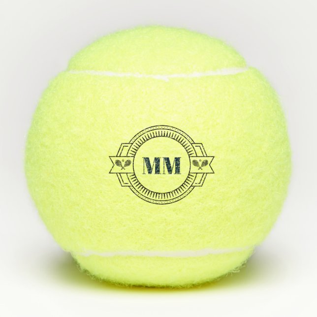Tennis Theme Mit Monogramm Tennisbälle (Vorderseite)