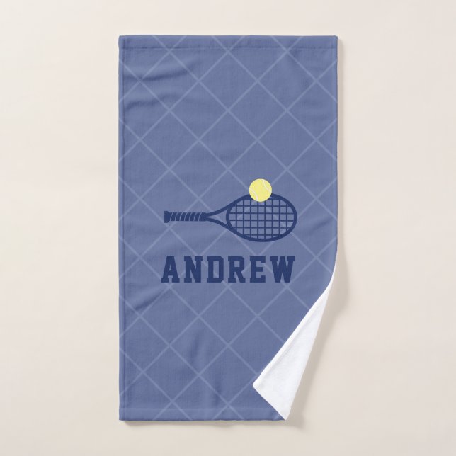 Tennis Theme Monogram Name Tennis Bag Handtuch (Handtuch)