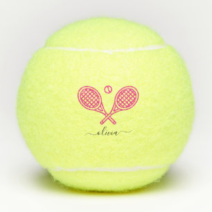 Tennis Theme Pink Mit Monogramm Name Tennisbälle
