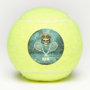 Tennis Theme Skull Mit Monogramm Tennisbälle