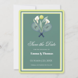 Tennis Themed Tenniscore Limone Hochzeitsfarbe Grü Save The Date