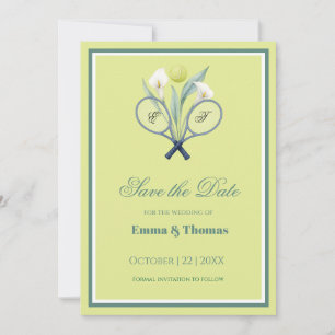 Tennis Themed Tenniscore Limone Hochzeitsfarbe Grü Save The Date