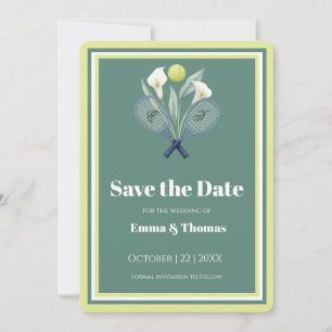 Tennis Themed Tenniscore Limone Hochzeitsfarbe Grü Save The Date