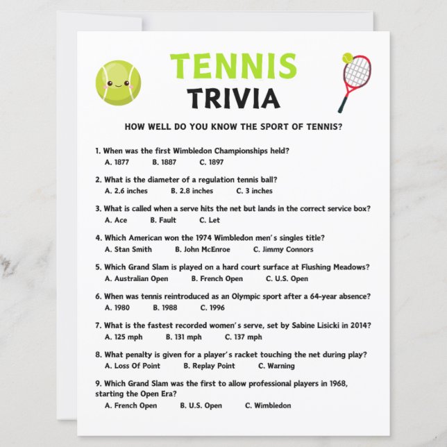 Tennis Trivia Game (Vorderseite)