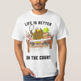Tennis Turkey Erntedank lustiger Cartoon niedlich T-Shirt