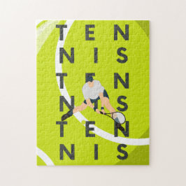 Tennis Typografie Text & Player Silhouette Kinder  Puzzle