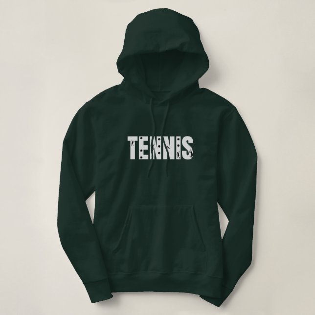 Tennis Typografie Text Schwarz & Weiß Cool Modern Hoodie (Design vorne)
