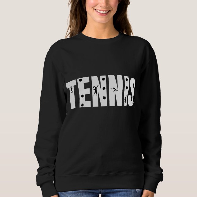 Tennis Typografie Text Schwarz & Weiß Cool Modern Sweatshirt (Vorderseite)