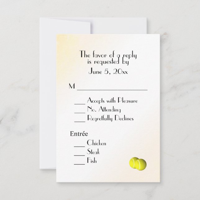 Tennis UAWG mit Menü RSVP Karte (Vorderseite)