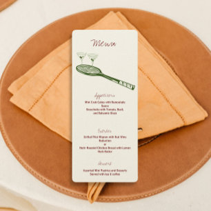 Tennis und Martini-Party Menükarte