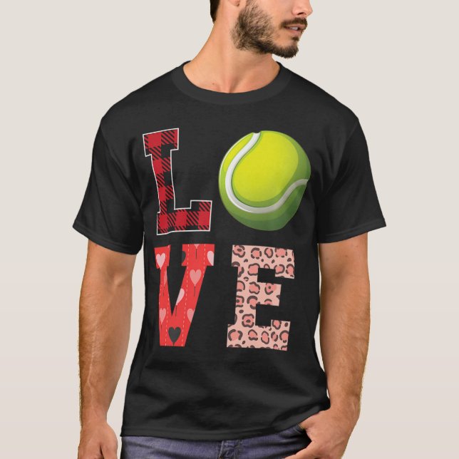 Tennis Valentinstag Tennis Player Liebe T-Shirt (Vorderseite)