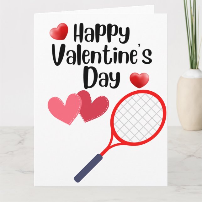 TENNIS Valentinstag zum Spieler mit Liebe Karte (Vorderseite)
