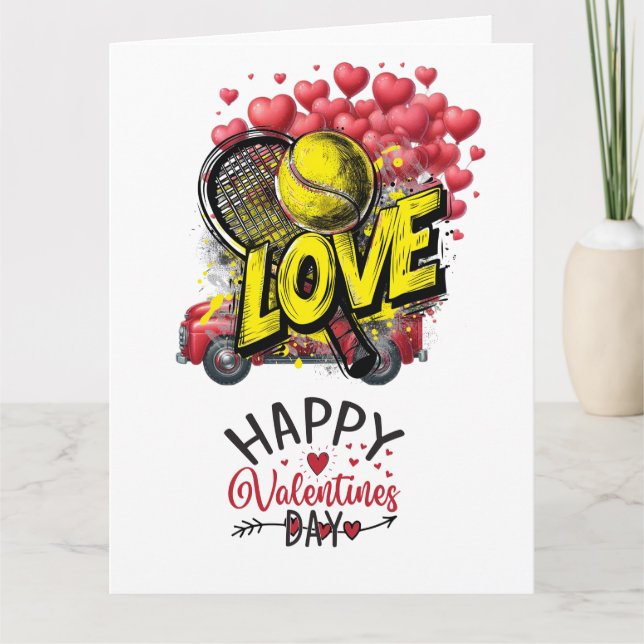 TENNIS Valentinstag zum Spieler mit Liebe Karte (Vorderseite)