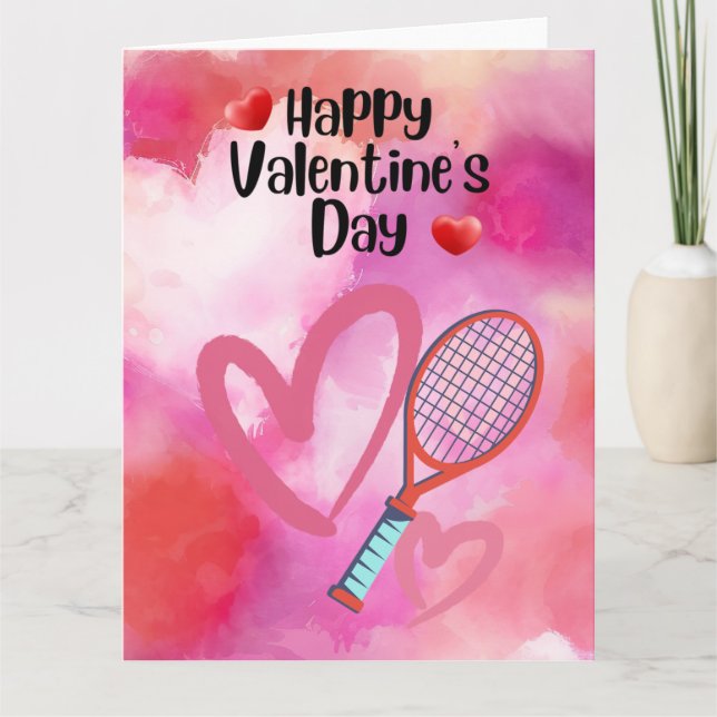 TENNIS Valentinstag zum Spieler mit Liebe Karte (Vorderseite)