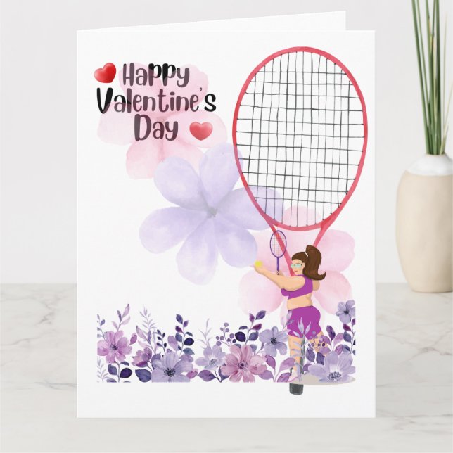 TENNIS Valentinstag zum Spieler mit Liebe Karte (Vorderseite)