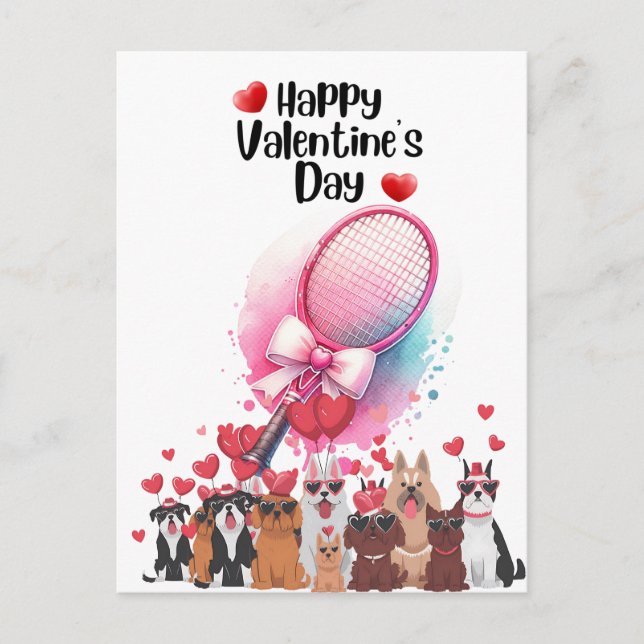 TENNIS Valentinstag zum Spieler mit Liebe Postkarte (Vorderseite)