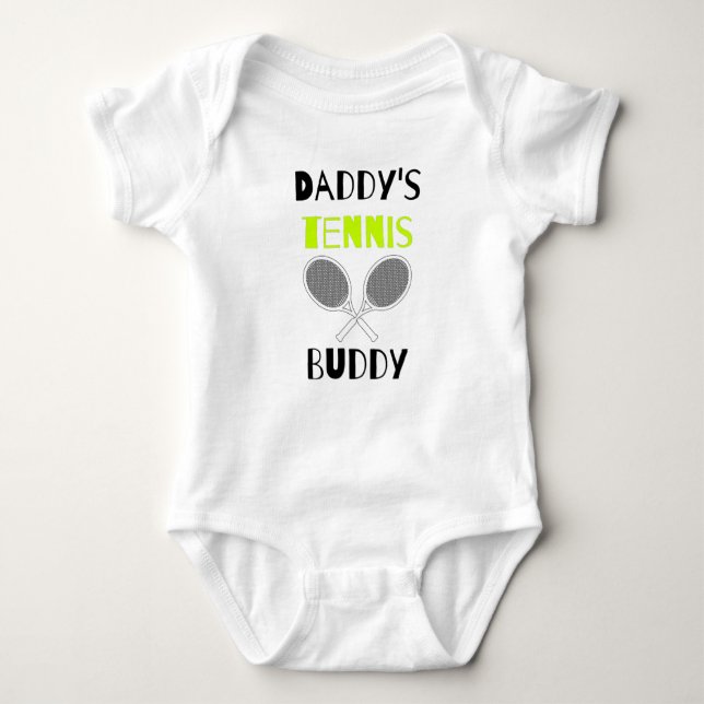 Tennis Vater: Daddy's Tennis Buddy Funny Baby Strampler (Vorderseite)