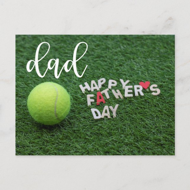 Tennis VATER Glücklicher Vater mit Tennisball Postkarte (Vorderseite)