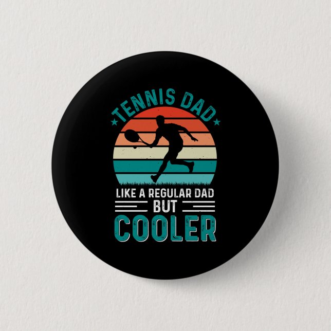 Tennis Vater Retro Sunset Button (Vorderseite)