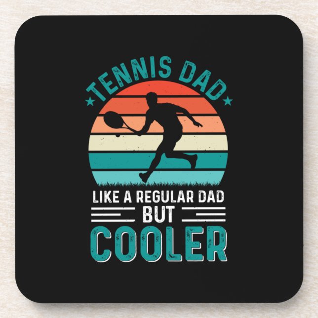 Tennis Vater Retro Sunset Getränkeuntersetzer (Vorderseite)