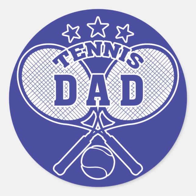 Tennis Vater Runder Aufkleber (Vorderseite)