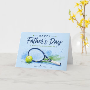 Tennis-Vatertagskarte für Papa Blaue Wasserfarbe Karte