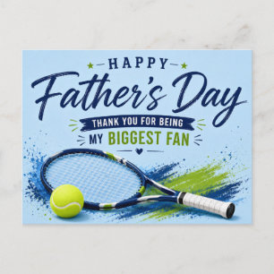 Tennis-Vatertagskarte für Papa Blaue Wasserfarbe Postkarte
