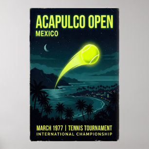 Tennis-Wandkunst Acapulco Open, Nachthimmel - Palm Poster