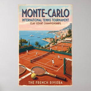 Tennis-Wandkunst Monte Carlo Sandplatz - Vintage Poster
