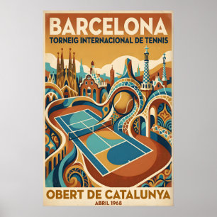 Tennis-Wandkunst Vintage Barcelona Court Poster