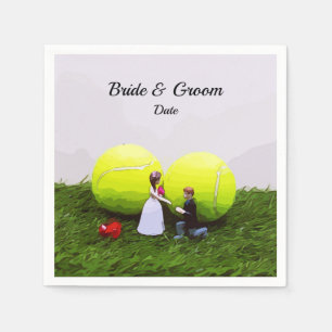 Tennis Wedding Bräutigam mit Tennisbällen Serviette