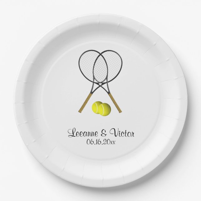 Tennis Wedding Personalisiert Pappteller (Vorderseite)